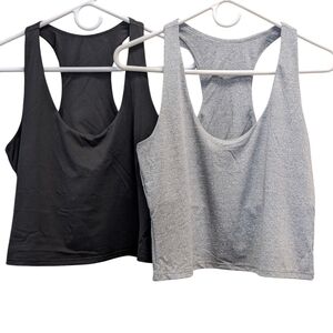 Pro Player Racerback Crop Tank Tops with Shelf Bra- Set of 2 Size 1X